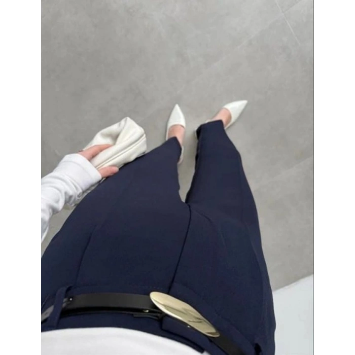 Kadın Yüksek Bel Kemer Dahil Hacuc Pantolon