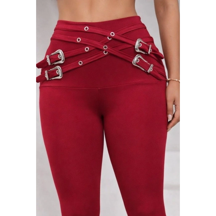 Kadın Yüksek Bel önden çapraz Kuş Göz Detaylı Dalgıç Tayt