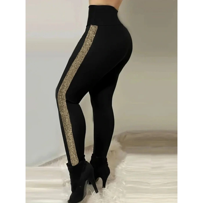 Kadın Yüksek Bel Yan şerit Detaylı Dalgıç Tayt