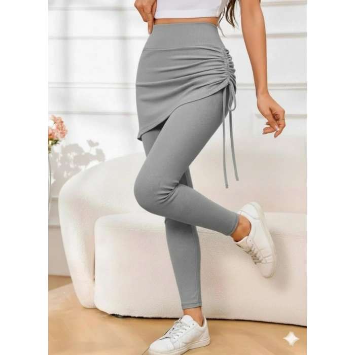 Kadın Yüksek Bel Yandan Büzgülü Alttan Uzun Kaşkorse Tayt Etek