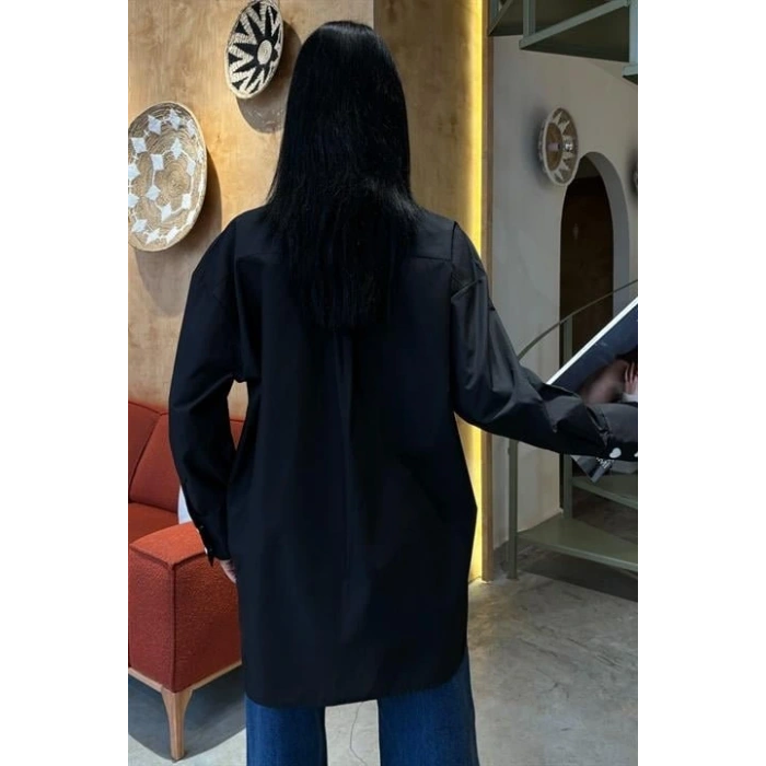 Kalp Nakışlı Ve Düğme Detaylı Oversize Gömlek 3430
