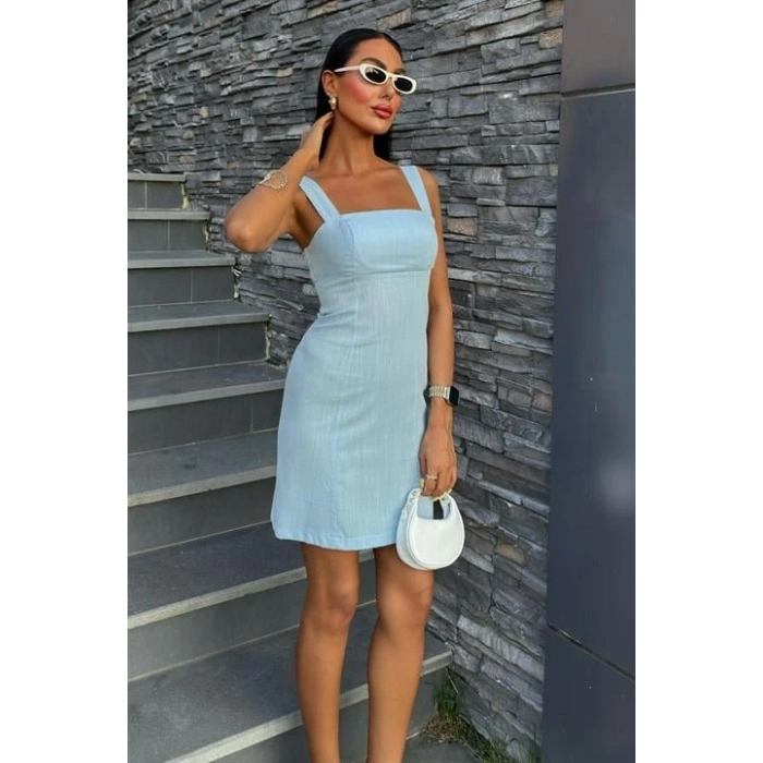 Kare Yaka Mini Elbise 2903