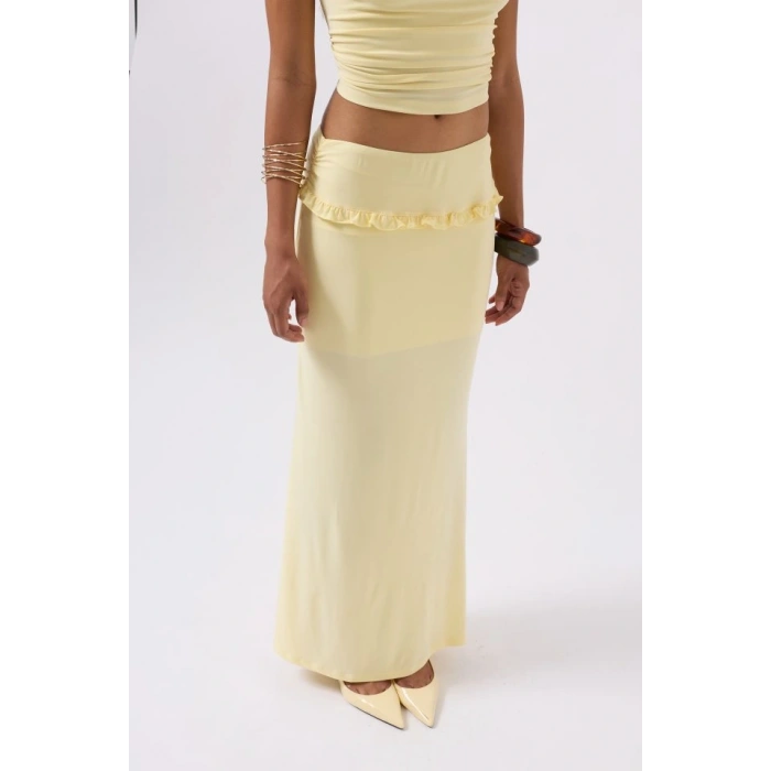 Katlama Bel Detay Maxi Etek