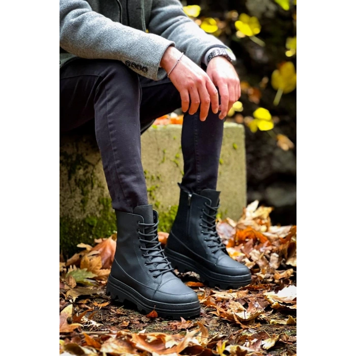 KB-0993 Kuback Siyah Cilt Siyah Yüksek Taban Postal Bot