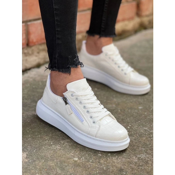 KB-309  Kuback Beyaz Fermuar Ve Bağcıklı  Günlük Erkek  Ayakkabı