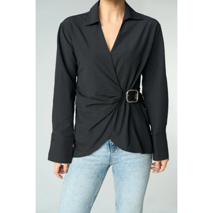 Kemerli Gömlek - Siyah