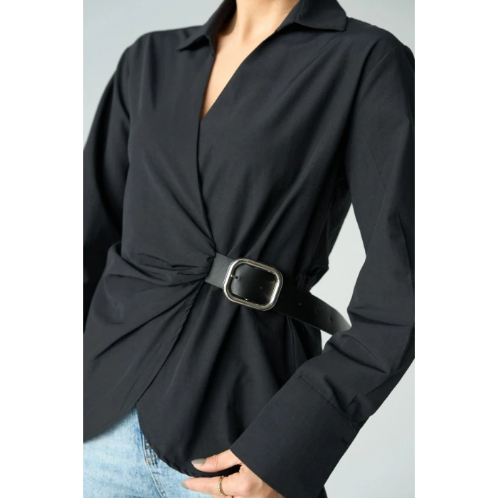 Kemerli Gömlek - Siyah