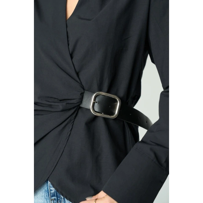 Kemerli Gömlek - Siyah