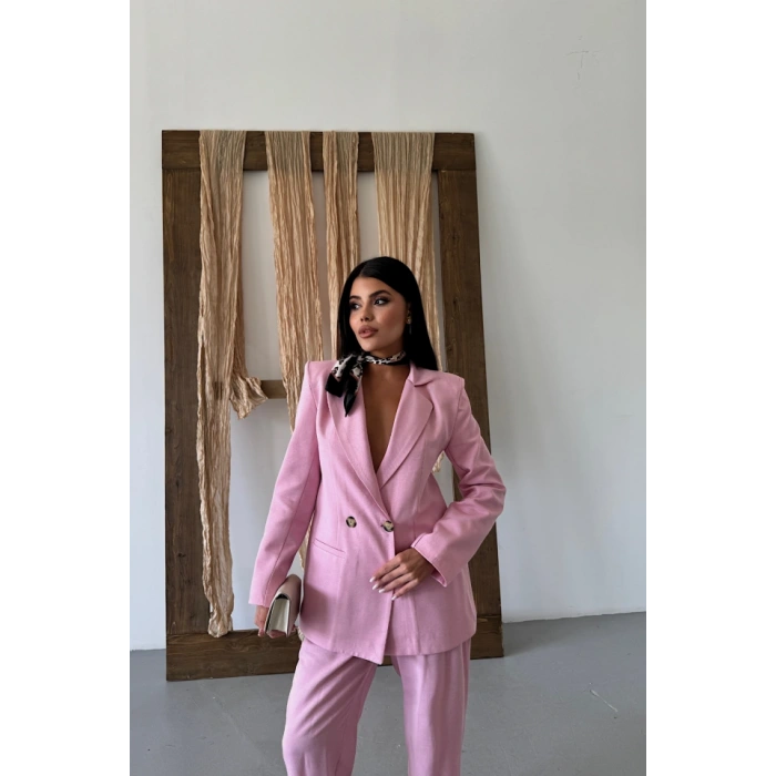 KETEN CEKET - PANTOLON TAKIM - Pembe