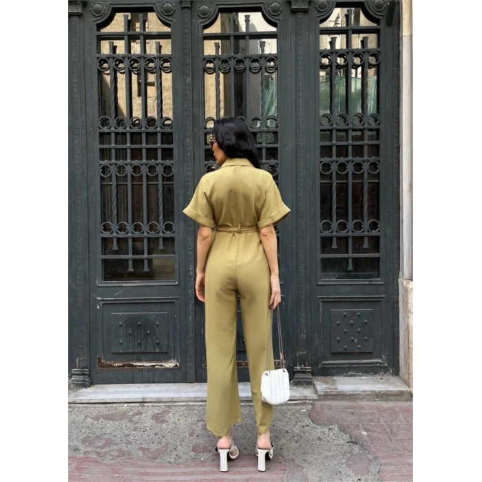 KETEN TULUM BEL BAĞLAMA DETAYLI - Yeşil