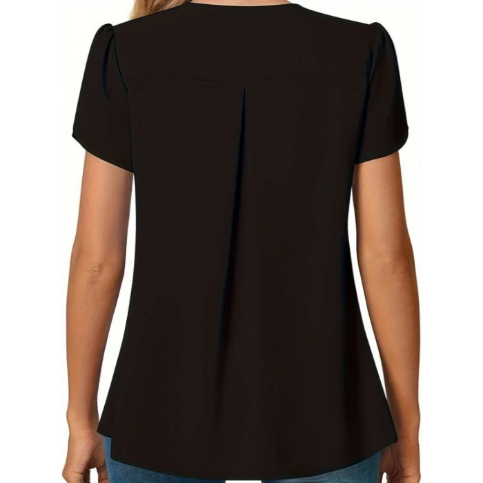 Kısa Kollu V Yaka Sandy Bluz