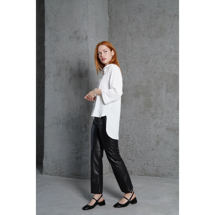 Kol Katlama Detaylı Beyaz Gömlek