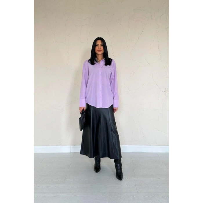 Lila Poplin Gömlek