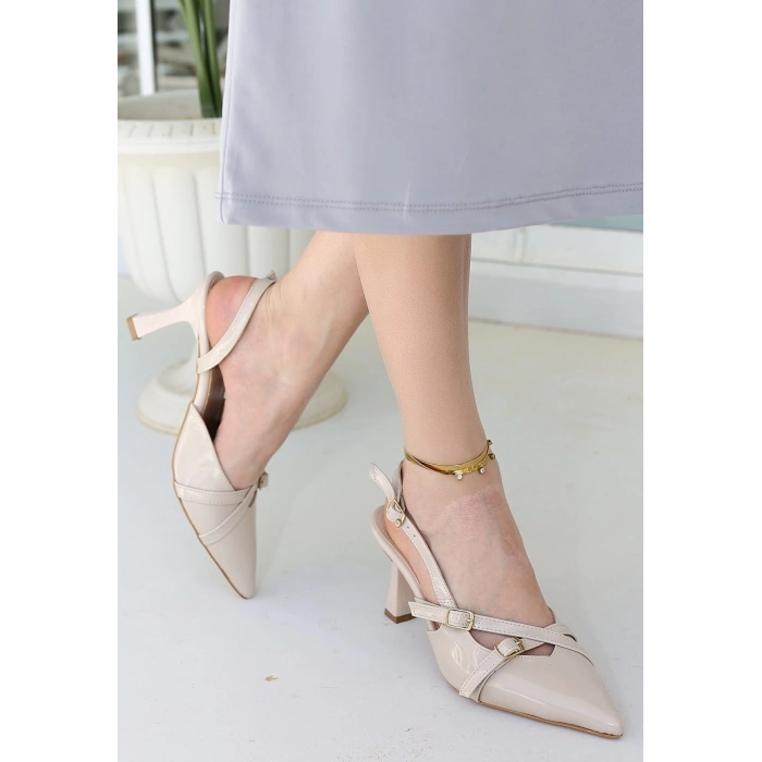 Liwan Bej Rugan Topuklu Ayakkabı