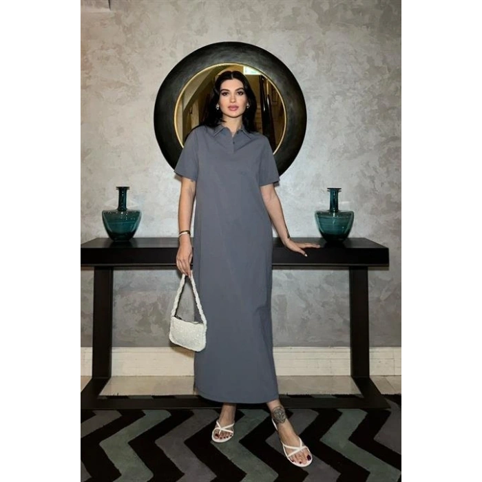 Manque Polo Yaka Yırtmaçlı Elbise 2689-8