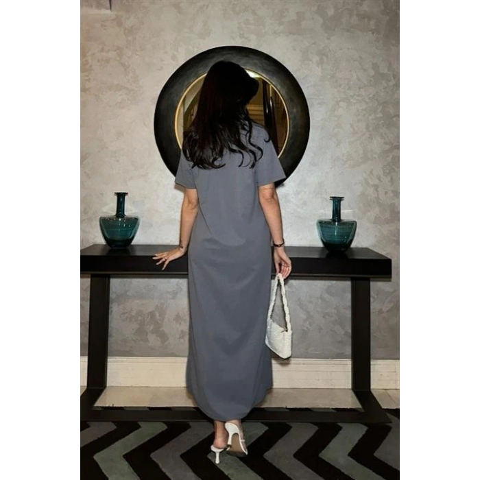 Manque Polo Yaka Yırtmaçlı Elbise 2689-8