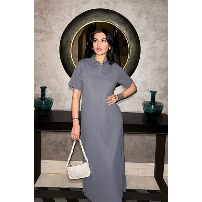 Manque Polo Yaka Yırtmaçlı Elbise 2689-8