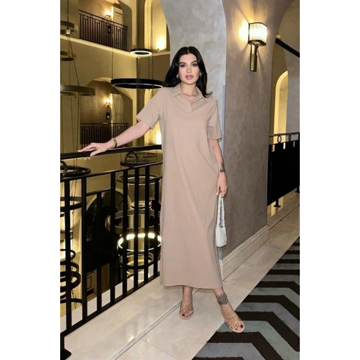 Manque Polo Yaka Yırtmaçlı Elbise 2689-8