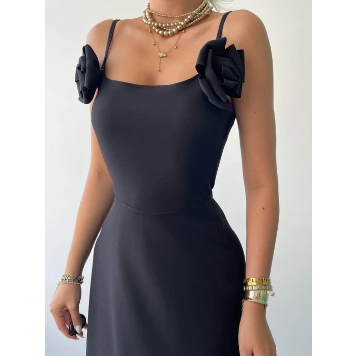 Matilda Gül İp Askılı Elbise