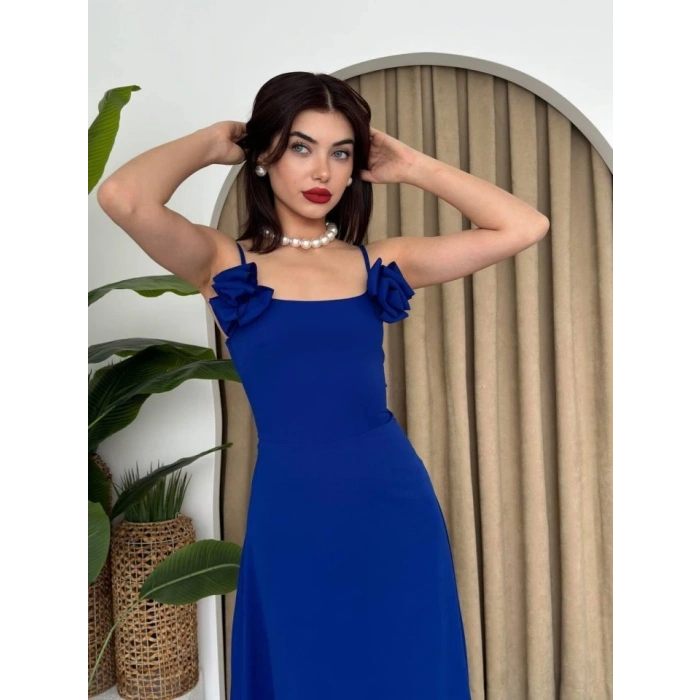 Matilda Gül İp Askılı Elbise