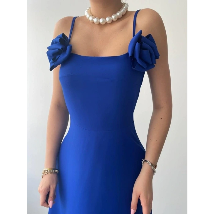 Matilda Gül İp Askılı Elbise