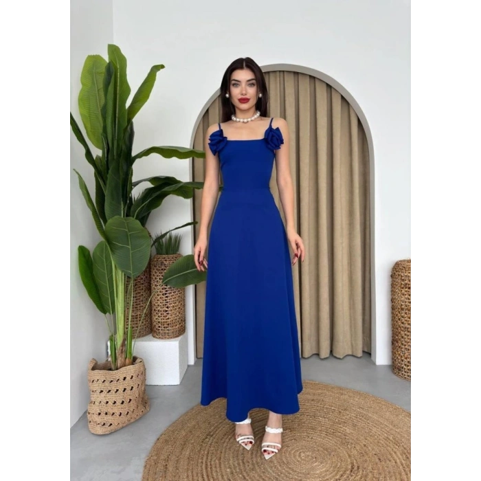 Matilda Gül İp Askılı Elbise