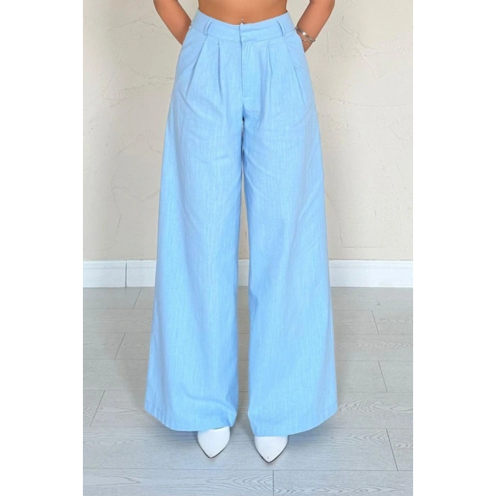 Mavi Önü Tek Düğmeli Ceket Pantolon Takım