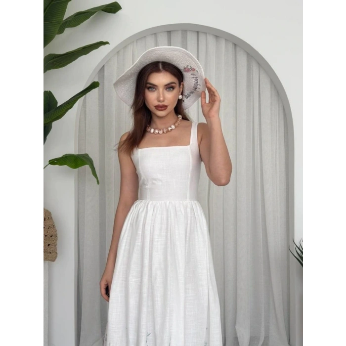 Mazi Çiçek Desenli Elbise