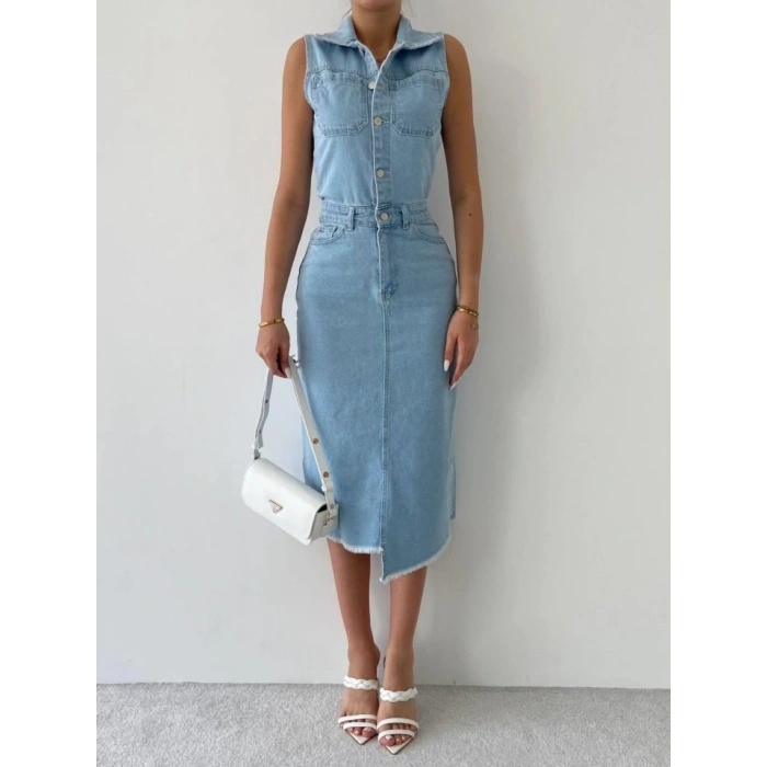 Meldia Jean Sıfır Kollu Elbise