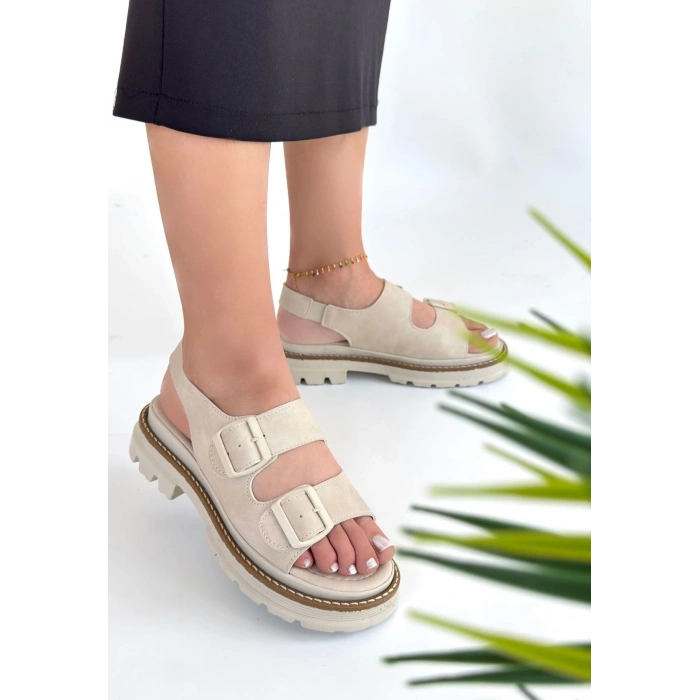 Milta Bej Nubuk Sandalet