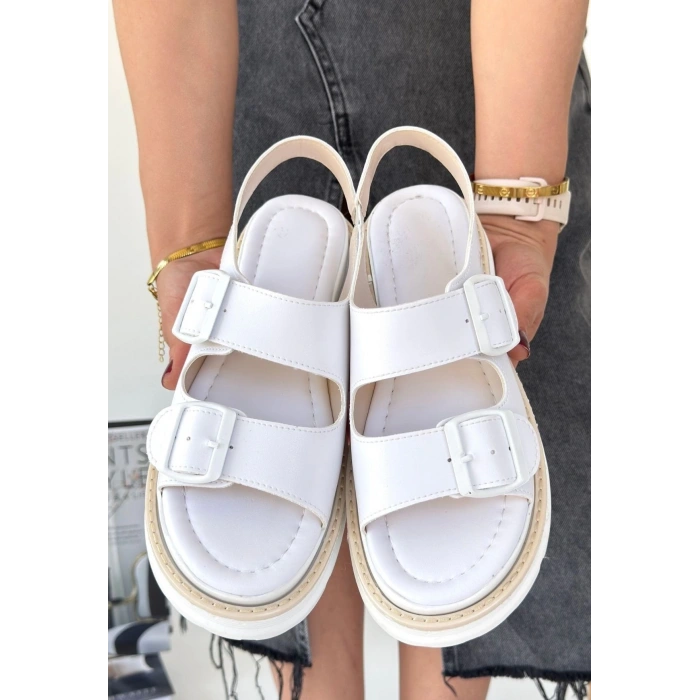 Milta Beyaz Cilt Sandalet