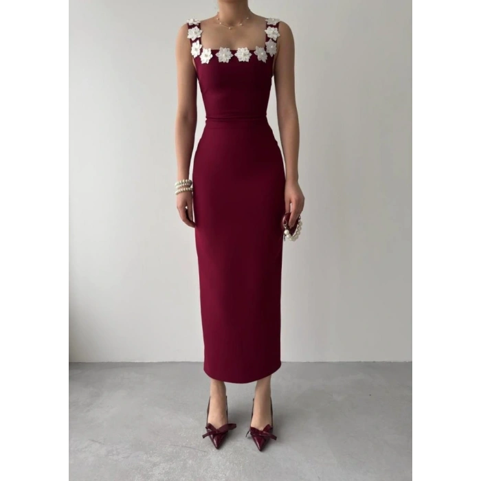 Mıng Çiçek Detaylı Elbise