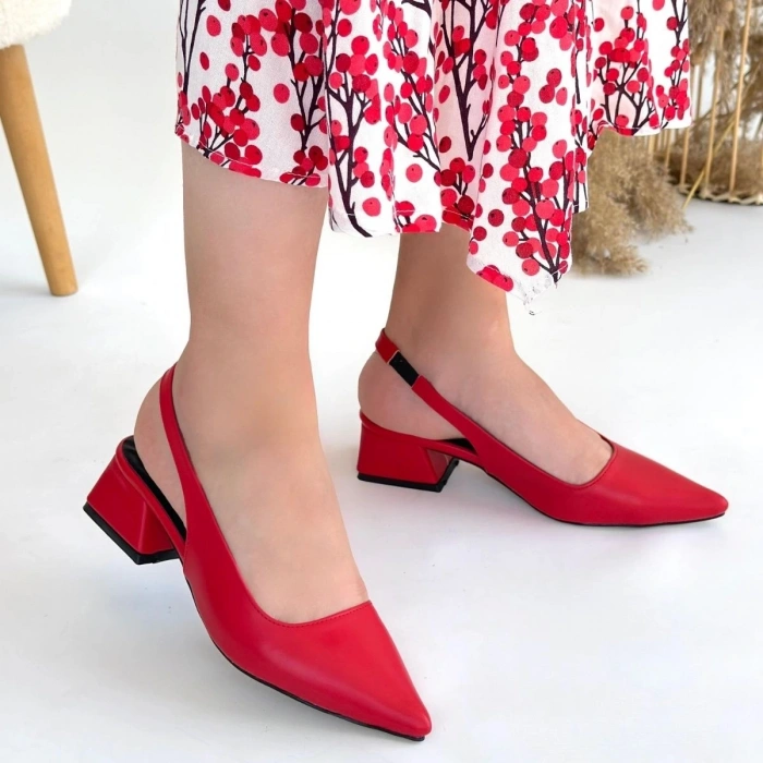 Morji Kırmızı Cilt Topuklu Ayakkabı