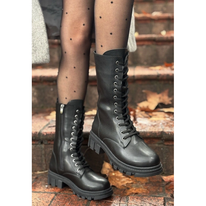 Nabah Siyah Cilt Bağcıklı Bot