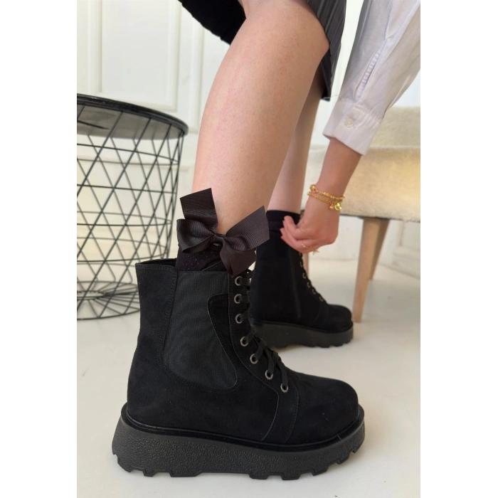 Niori Siyah Süet Bağcıklı Bot