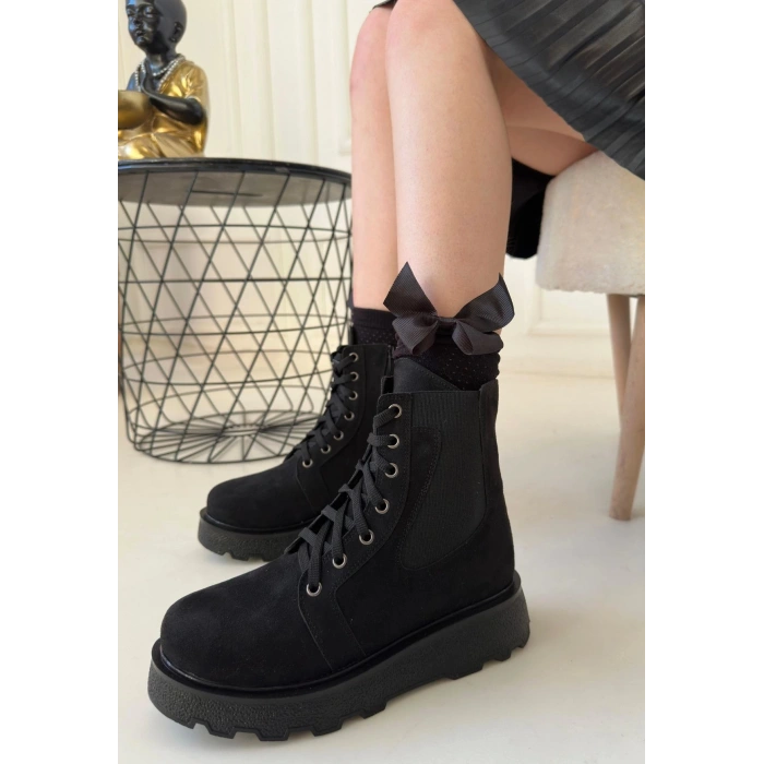 Niori Siyah Süet Bağcıklı Bot