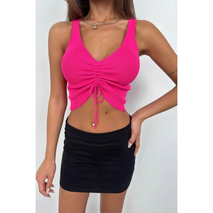 Ön Büzgülü Crop Bluz