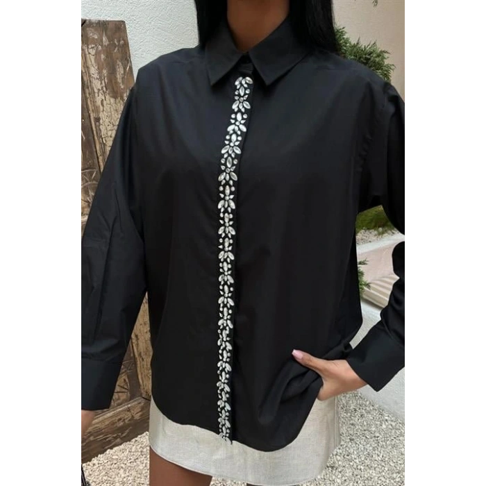 Önü Şerit Taşlı Gömlek 3448