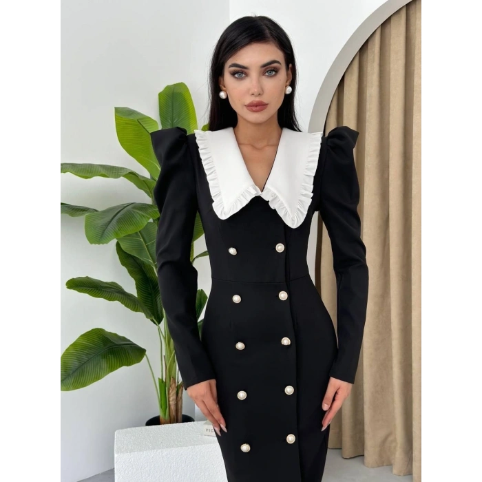 Palmas Geniş Yakalı Elbise