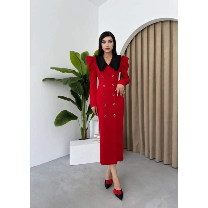 Palmas Geniş Yakalı Elbise