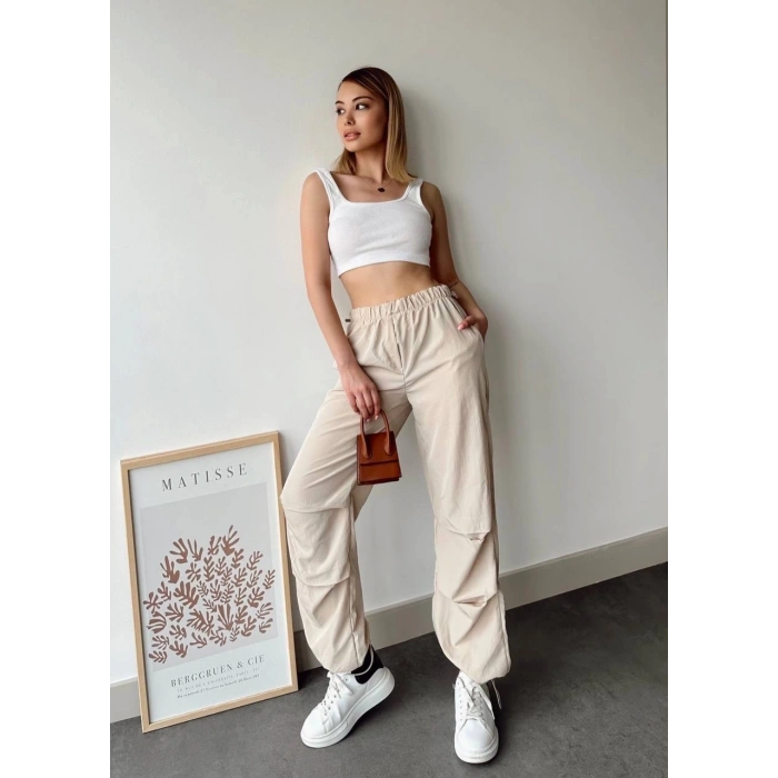 Paraşüt pantolon bej