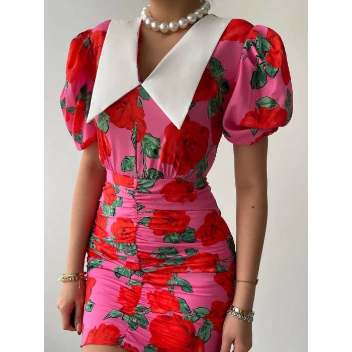 Perast Çiçek Detaylı Elbise