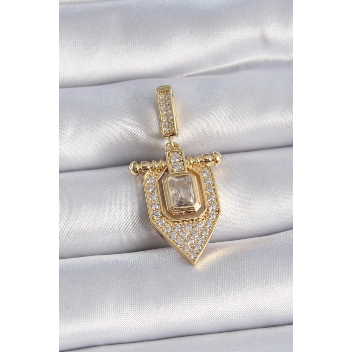Pirinç Gold Renk Baget Zirkon Taşlı Ajda Charm