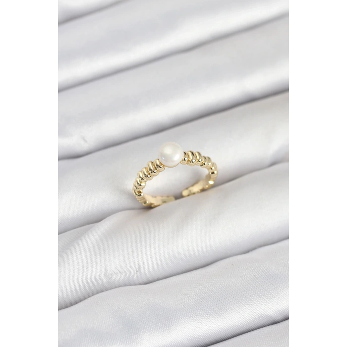 Pirinç Gold Renk Göbek İnci Model Kadın Yüzük
