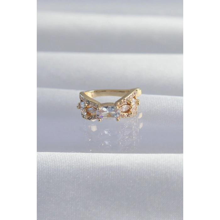 Pirinç Gold Renk Zirkon Taş Kaplama Earcuff Küpe