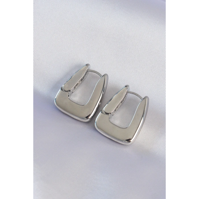 Pirinç Gümüş Renk Kalın Küpe