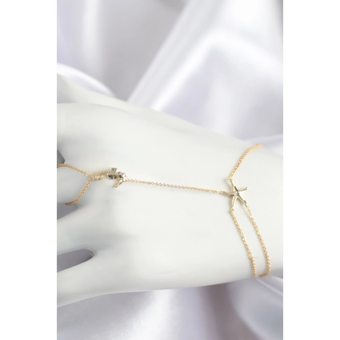 Pirinç Zirkon Taşlı Deniz Atı Ve Yıldız Model Gold Renk Şahmeran