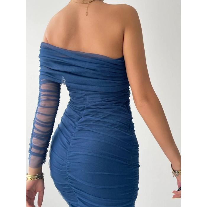 Polack Tek Omuz Tül Elbise