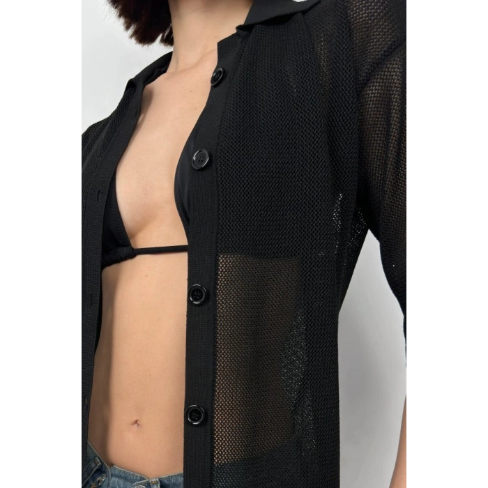 Polo Yaka Fileli Bluz