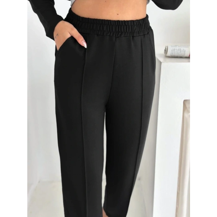 Polo Yaka Gömlek Detay Salaş Balon Pantolunlu ıkılı Takım